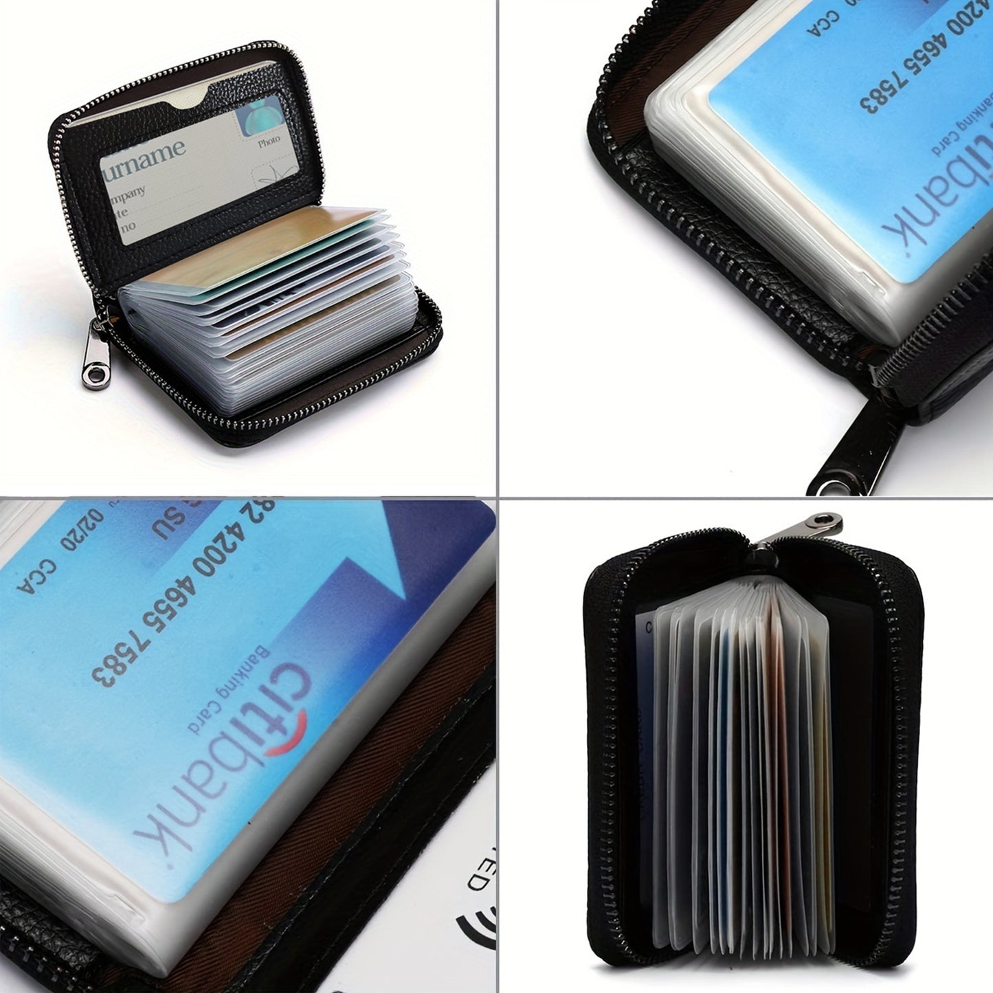 PU Leather Card Holder (New) Mini Card Holder, 22 Card Slots Business Card Case Purse Credit Card Holder Wallet