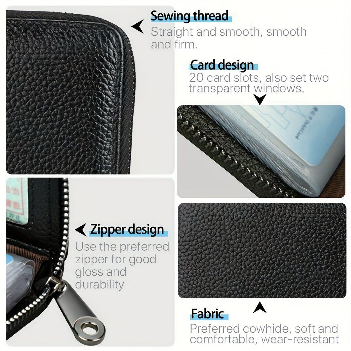 PU Leather Card Holder (New) Mini Card Holder, 22 Card Slots Business Card Case Purse Credit Card Holder Wallet