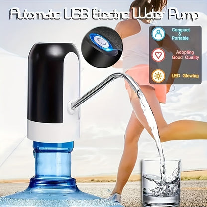 1pc Portable Electric Water Dispenser, USB Rechargeable, Fits 3-5 Gallon Bottles, Automatic Pumping For Home & Camping, Easy Operation, 2.76inch Base