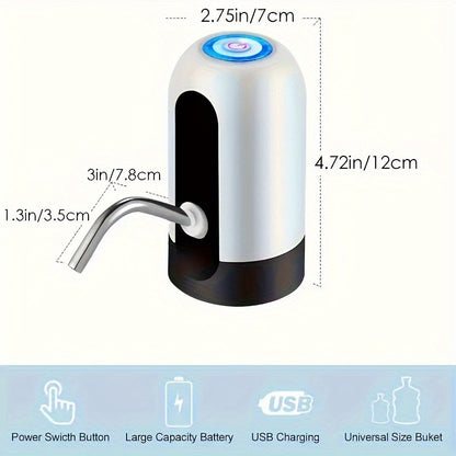 1pc Portable Electric Water Dispenser, USB Rechargeable, Fits 3-5 Gallon Bottles, Automatic Pumping For Home & Camping, Easy Operation, 2.76inch Base