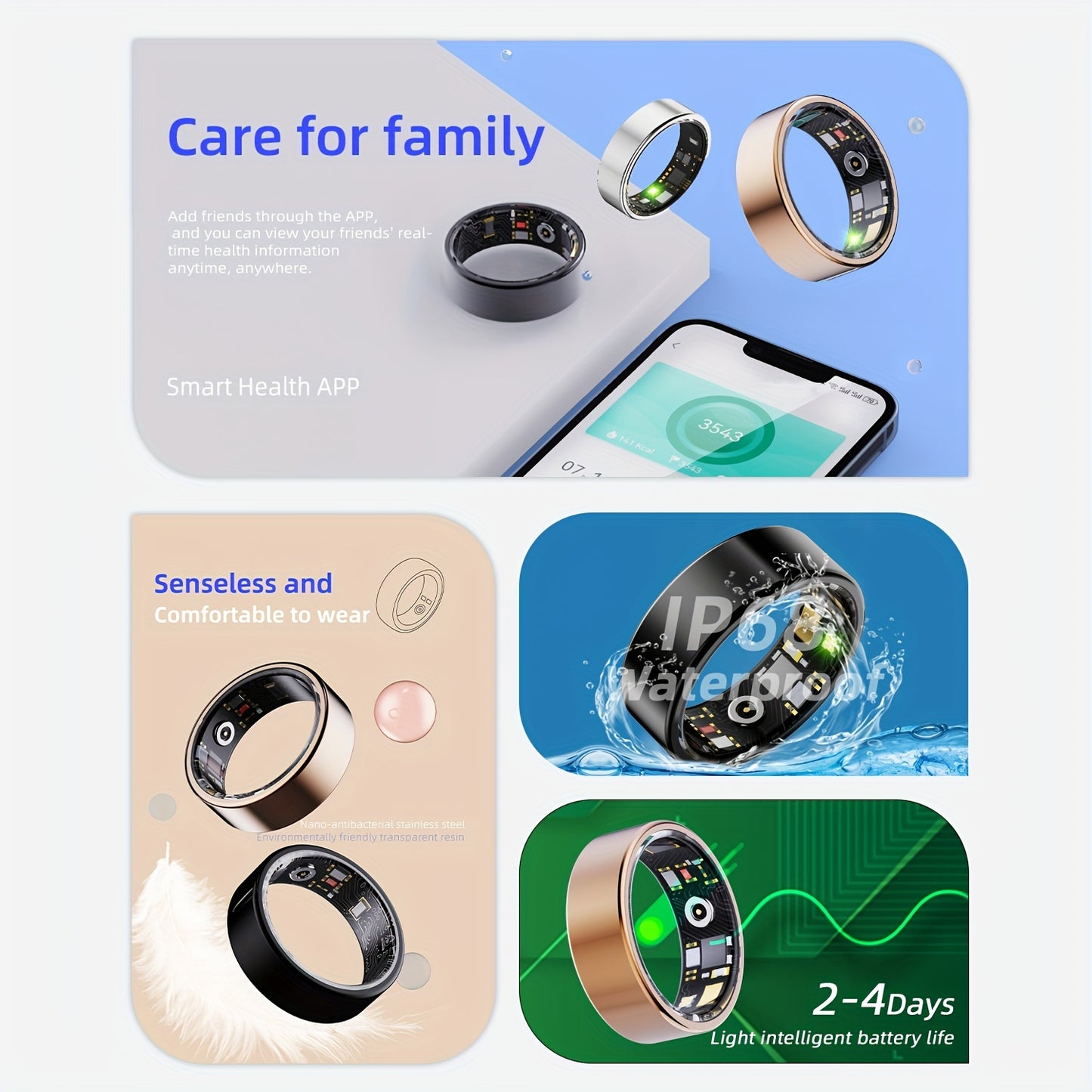 Smart Fitness Ring for Men & Women: Sleep & Activity Tracking, Health Monitor, Wearable Fitness Tracker