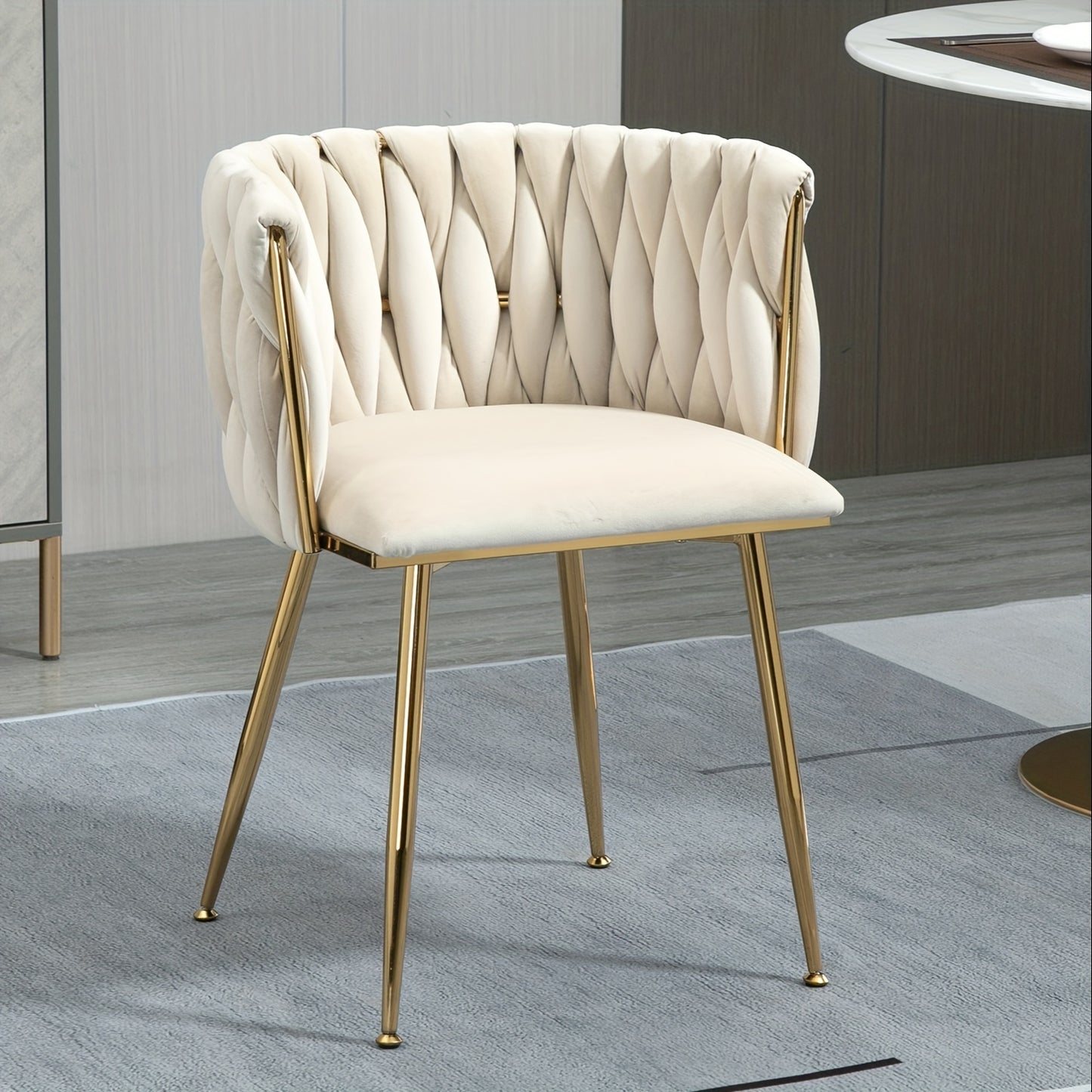 Modern Velvet Upholstered Dining Chairs Set of 2 with Golden Metal Legs for Living Room, Dining Room, Kitchen