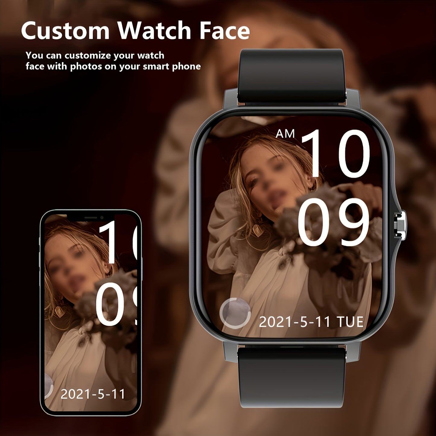 New Smart Watch With Wireless Calling/receiving, Multiple Sports Modes, Camera Control, Message Notification, Borderless Ultra-thin Design, Suitable For Android And IPhone, Unisex As A Gift