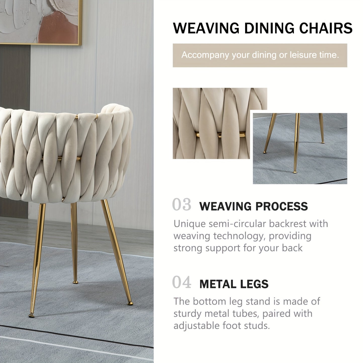 Modern Velvet Upholstered Dining Chairs Set of 2 with Golden Metal Legs for Living Room, Dining Room, Kitchen