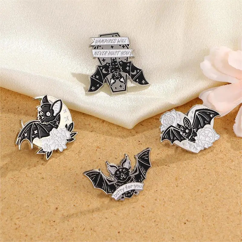 Cartoon Black Bat Metal Enamel Brooch Halloween Jewelry Lapel Pin Backpack Clothing Hat Accessories Badge Decoration