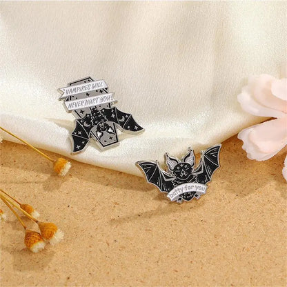 Cartoon Black Bat Metal Enamel Brooch Halloween Jewelry Lapel Pin Backpack Clothing Hat Accessories Badge Decoration