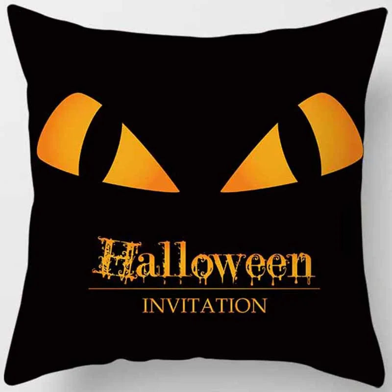 Hot Sale Happy Holloween  Pumpkin Cats Bat Pillow Cases Short Plush High Quality Square Thick Pillow Case Covers