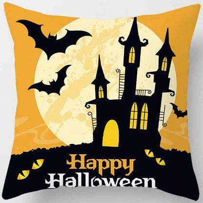 Hot Sale Happy Holloween  Pumpkin Cats Bat Pillow Cases Short Plush High Quality Square Thick Pillow Case Covers