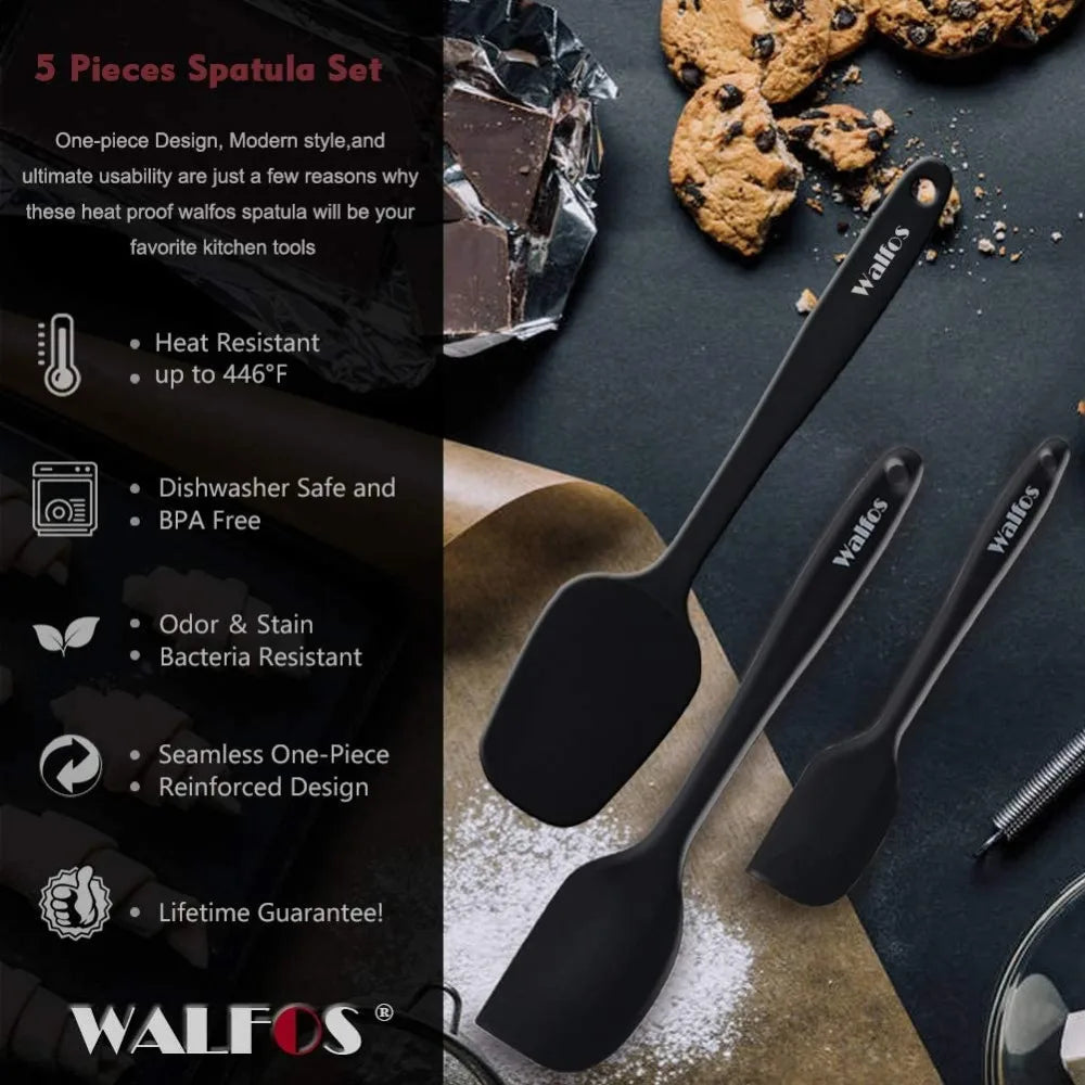 WALFOS Set Of 3 Heat Resistant Silicone Cooking Tools Kitchen Utensils Baking Pastry Tools Spatula Spoon Cake Spatulas Cook Set