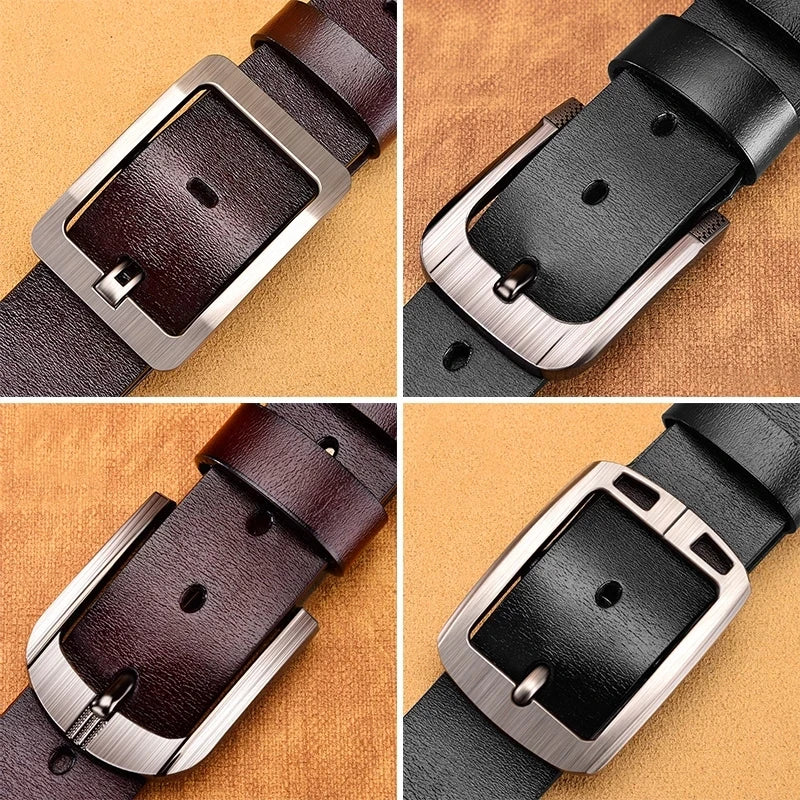 Genuine Leather For Men's High Quality Buckle Jeans Cowskin Casual Belts Business Cowboy Waistband Male Fashion Designer 2022New