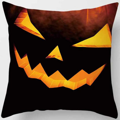 Hot Sale Happy Holloween  Pumpkin Cats Bat Pillow Cases Short Plush High Quality Square Thick Pillow Case Covers