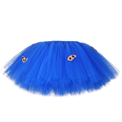 Cookie Monster Girls Tutu Skirt Set Fluffy Blue Kids Girls Tulle Skirt Children Birthday Party Skirt Tutu Girl Halloween Costume