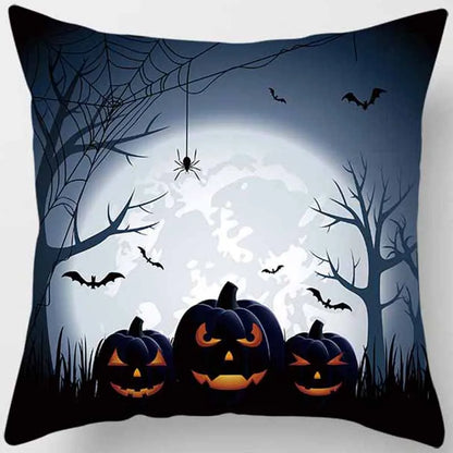 Hot Sale Happy Holloween  Pumpkin Cats Bat Pillow Cases Short Plush High Quality Square Thick Pillow Case Covers