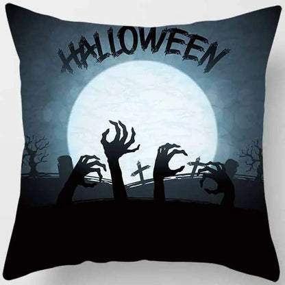 Hot Sale Happy Holloween  Pumpkin Cats Bat Pillow Cases Short Plush High Quality Square Thick Pillow Case Covers