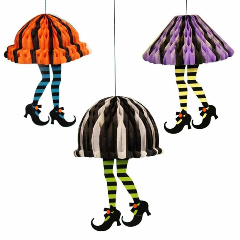 Halloween Decorative Rice Paper High Heels Parachute Pendant Haunted House Bar Scene Layout Props Holloween Decor