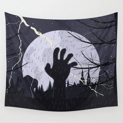 Holloween switch ghoul skull bat wall art tapestry background wall decoration square polyester peach skin wall hanging tapestry