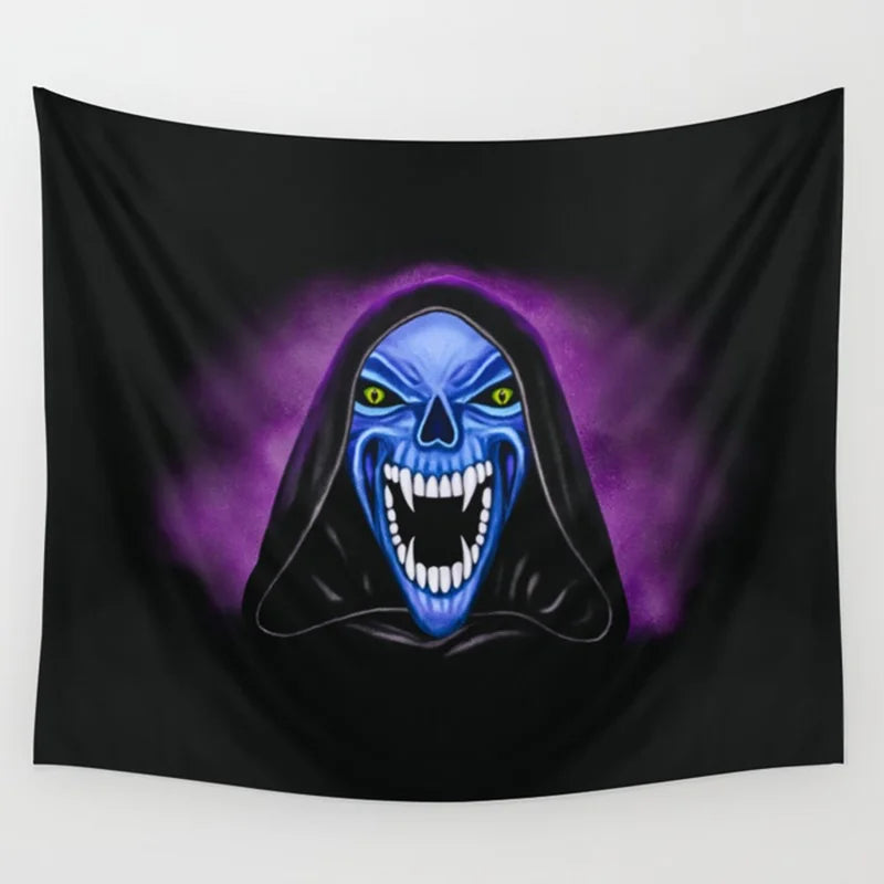 Holloween switch ghoul skull bat wall art tapestry background wall decoration square polyester peach skin wall hanging tapestry