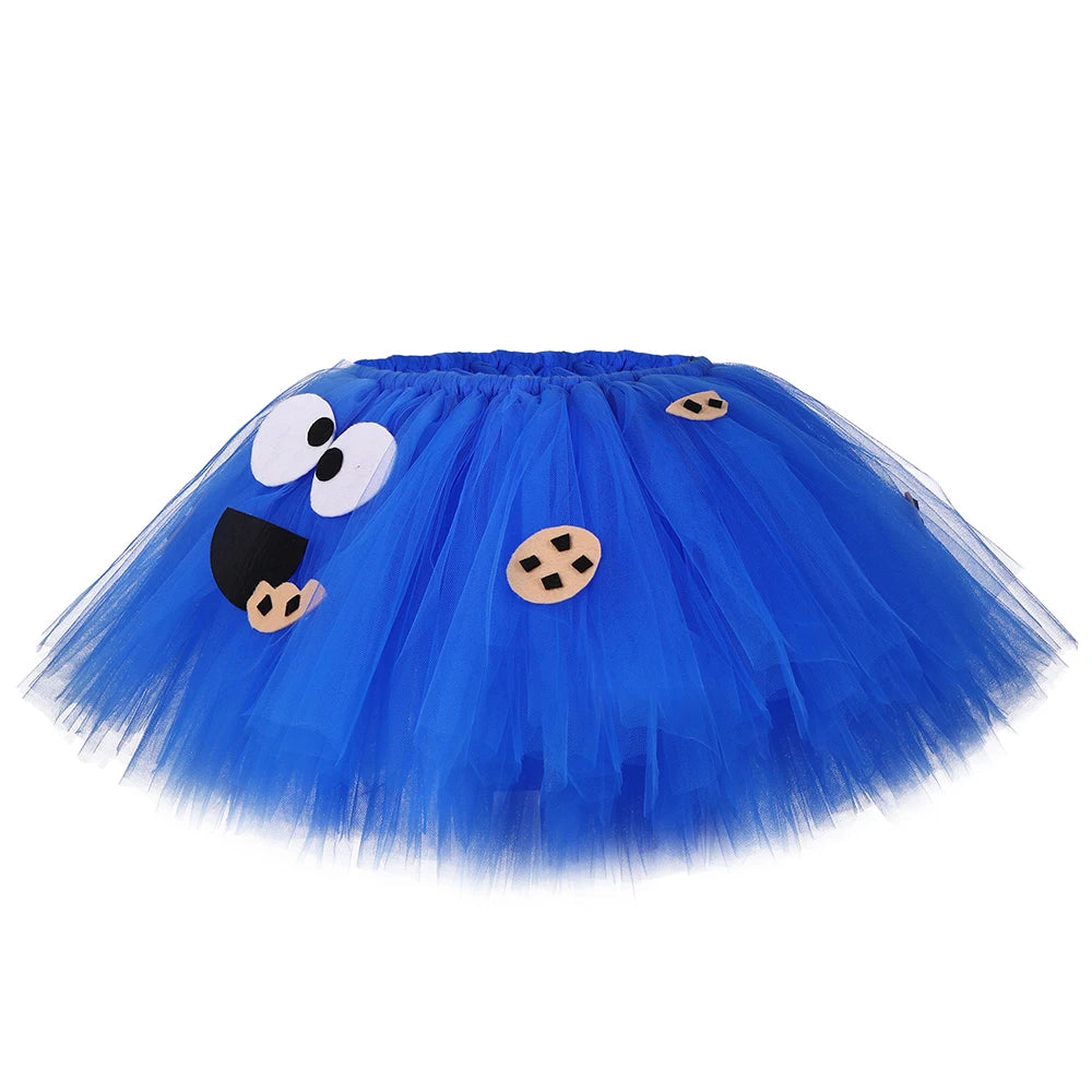 Cookie Monster Girls Tutu Skirt Set Fluffy Blue Kids Girls Tulle Skirt Children Birthday Party Skirt Tutu Girl Halloween Costume