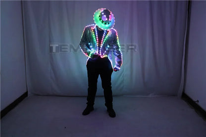 LED Luminous Suit Holloween Led Clothes Jacket Pant Creative Dance Light Costume Luminous Clothes Waterproof Glow Costumes