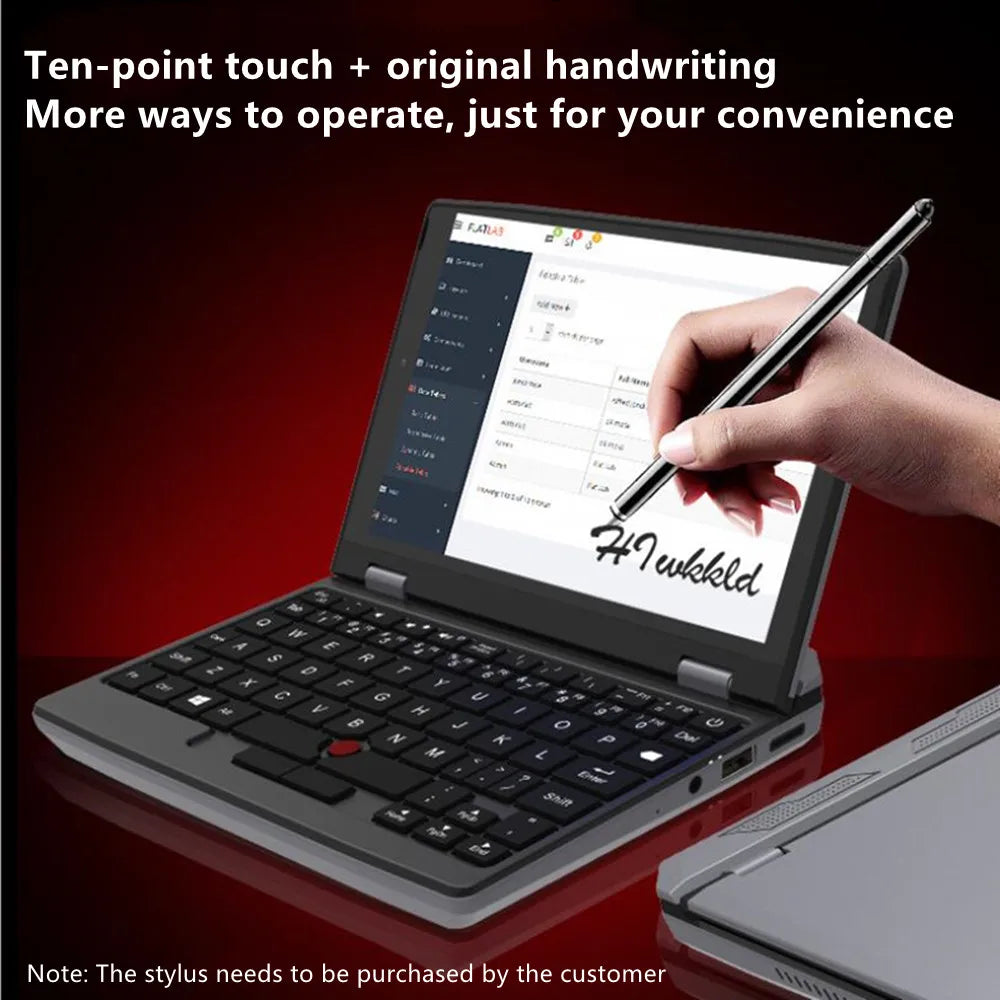 7 Inch Mini Laptop N4000 Notebook Touch Screen Portable Netbook Windows 10 Mini PC Micro Computer Bluetooth 4.2 12GB 1TB