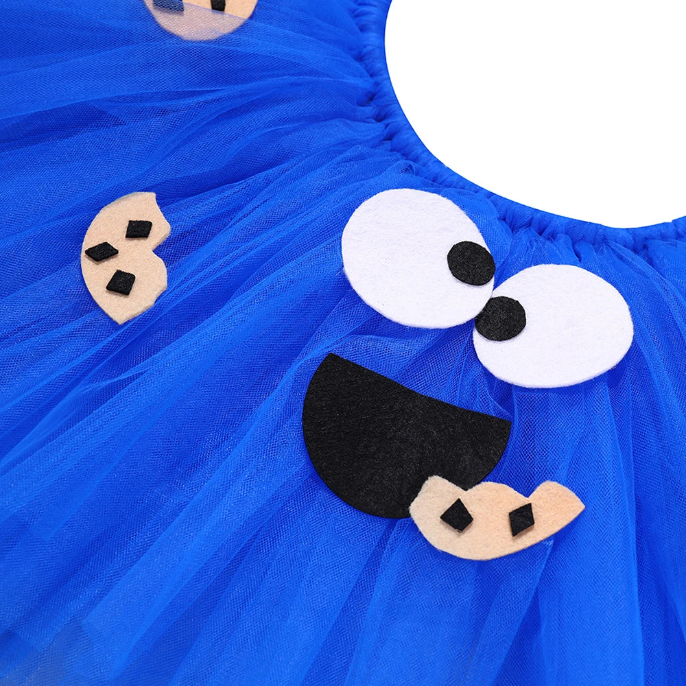 Cookie Monster Girls Tutu Skirt Set Fluffy Blue Kids Girls Tulle Skirt Children Birthday Party Skirt Tutu Girl Halloween Costume