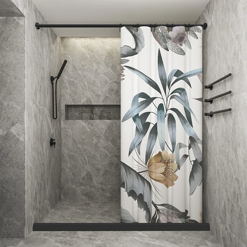 not in-Waterproof Nordic Shower Curtain, Bath Partition, Thicken Fabric, Quality Bathing Tool, Elegant Flowers, Home Decor