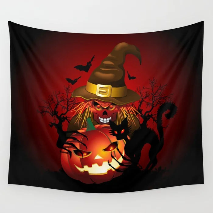 Holloween switch ghoul skull bat wall art tapestry background wall decoration square polyester peach skin wall hanging tapestry