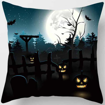 Hot Sale Happy Holloween  Pumpkin Cats Bat Pillow Cases Short Plush High Quality Square Thick Pillow Case Covers