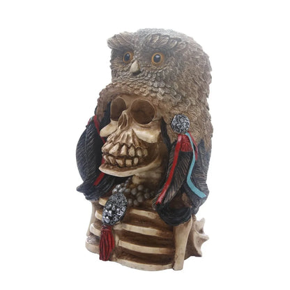 Creative Skull Snake Owl Wolf Statue Resin Animal Skeleton Sculpture Home Office Desk Decoration Ornament Gift Halloween Decor