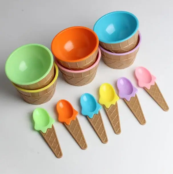 Ice Cream Bowl Spoon Wonderful Gift Children Love Dessert Ice Cream Bowls Cup Kitchen Accessories Dinning Tool Container Holder