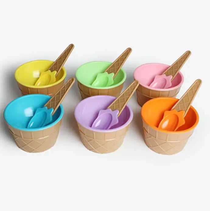 Ice Cream Bowl Spoon Wonderful Gift Children Love Dessert Ice Cream Bowls Cup Kitchen Accessories Dinning Tool Container Holder