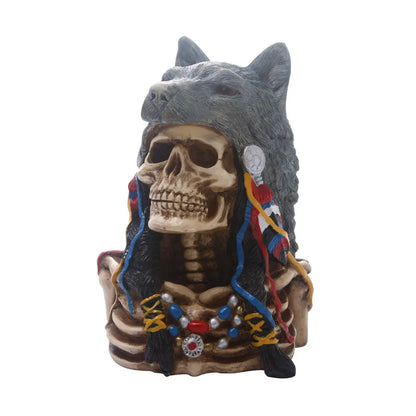 Creative Skull Snake Owl Wolf Statue Resin Animal Skeleton Sculpture Home Office Desk Decoration Ornament Gift Halloween Decor