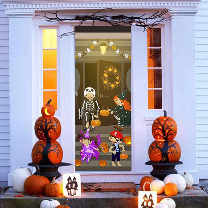 Creative Holloween Pumpkin Door Stickers For Playroom Kids Room Children Vinyl Decor Decal Removable Self Adhesive Wallpaper