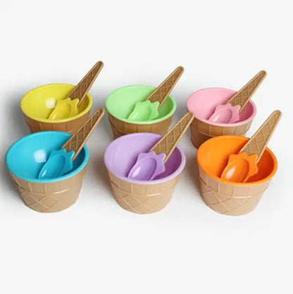 Ice Cream Bowl Spoon Wonderful Gift Children Love Dessert Ice Cream Bowls Cup Kitchen Accessories Dinning Tool Container Holder