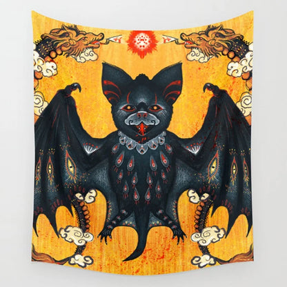 Holloween switch ghoul skull bat wall art tapestry background wall decoration square polyester peach skin wall hanging tapestry