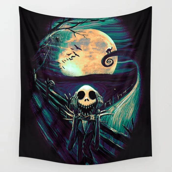 Holloween switch ghoul skull bat wall art tapestry background wall decoration square polyester peach skin wall hanging tapestry