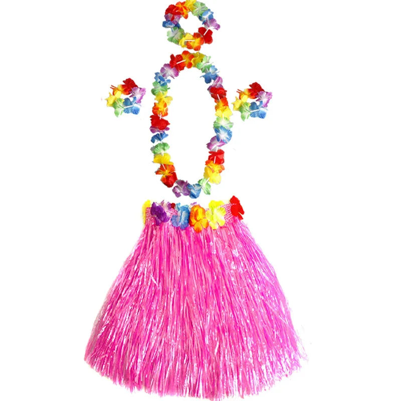 Halloween Performance Props Children's Adult Hawaiian Hula Costume Show Set Custom Straw Cosplay Dresses Holloween Party Supply