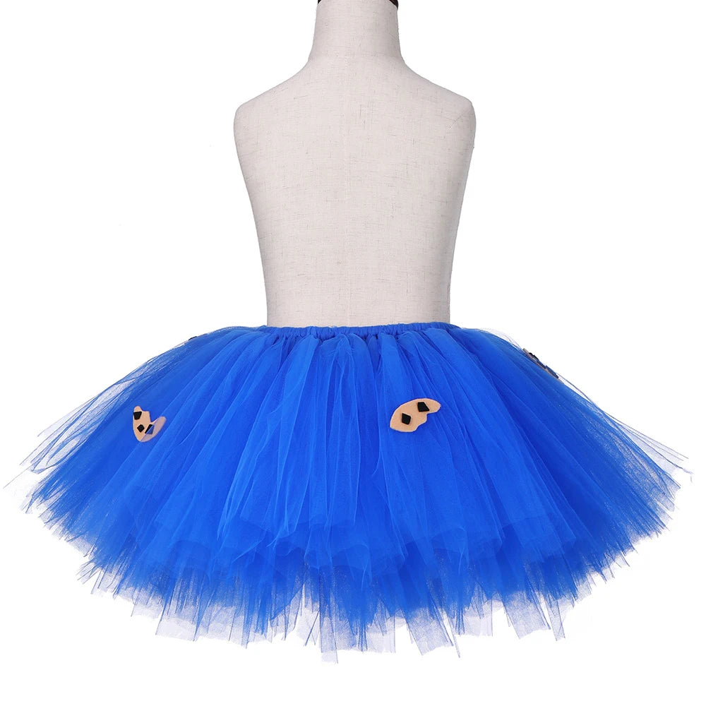 Cookie Monster Girls Tutu Skirt Set Fluffy Blue Kids Girls Tulle Skirt Children Birthday Party Skirt Tutu Girl Halloween Costume