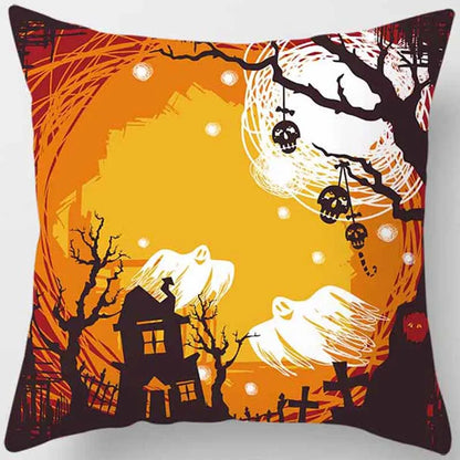 Hot Sale Happy Holloween  Pumpkin Cats Bat Pillow Cases Short Plush High Quality Square Thick Pillow Case Covers