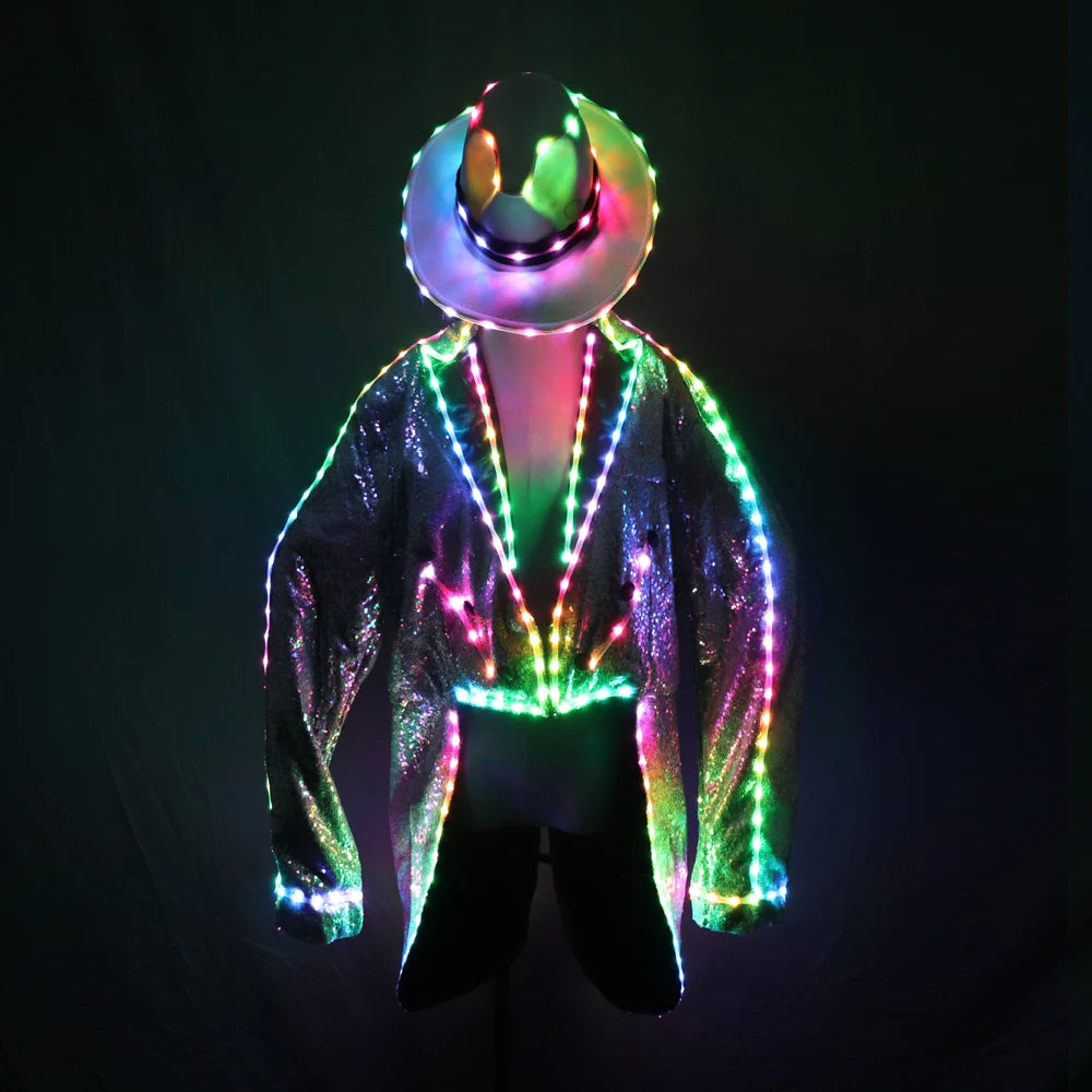 LED Luminous Suit Holloween Led Clothes Jacket Pant Creative Dance Light Costume Luminous Clothes Waterproof Glow Costumes