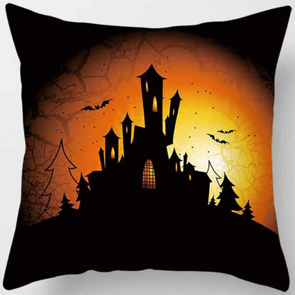 Hot Sale Happy Holloween  Pumpkin Cats Bat Pillow Cases Short Plush High Quality Square Thick Pillow Case Covers