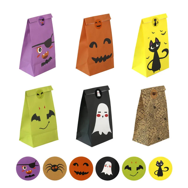 48Pcs/Lot Adorable gift box packing of One-off gift Paper bag For Holloween Festival design Party bags For cookie gift bags