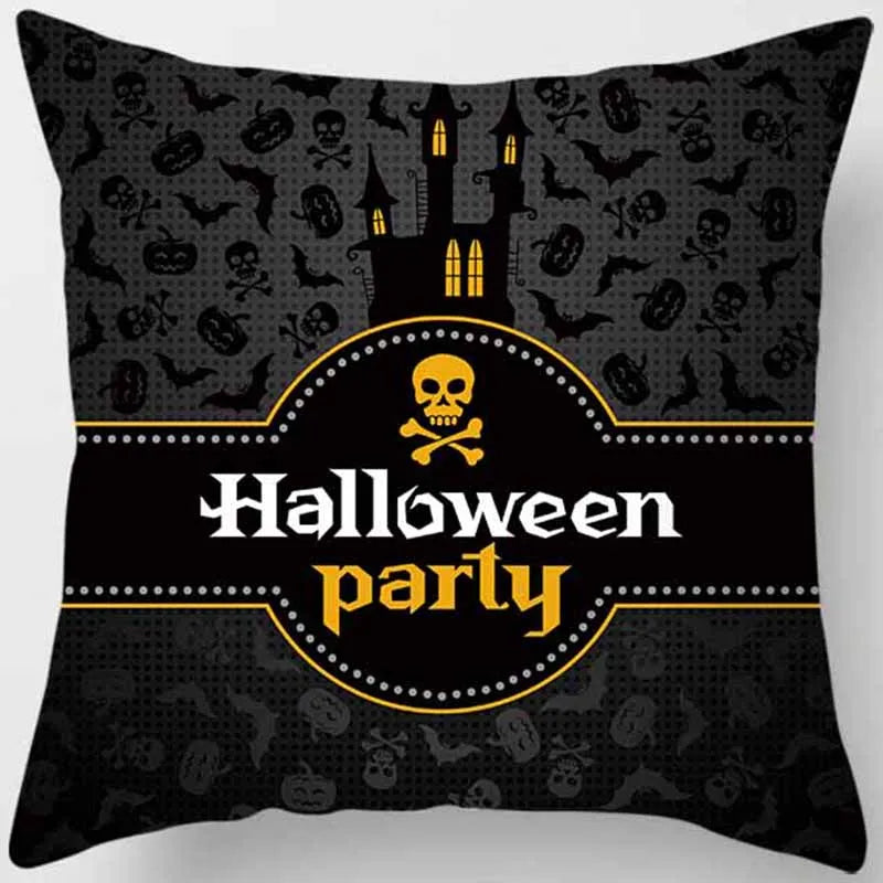 Hot Sale Happy Holloween  Pumpkin Cats Bat Pillow Cases Short Plush High Quality Square Thick Pillow Case Covers