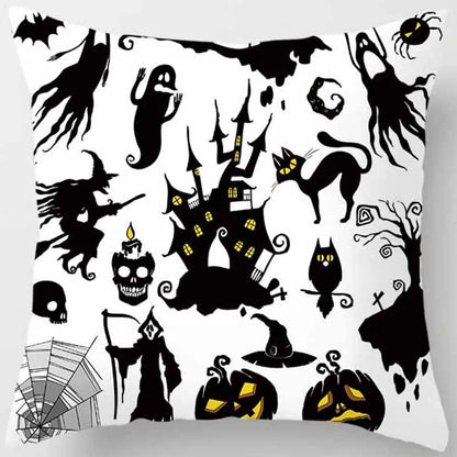 Hot Sale Happy Holloween  Pumpkin Cats Bat Pillow Cases Short Plush High Quality Square Thick Pillow Case Covers