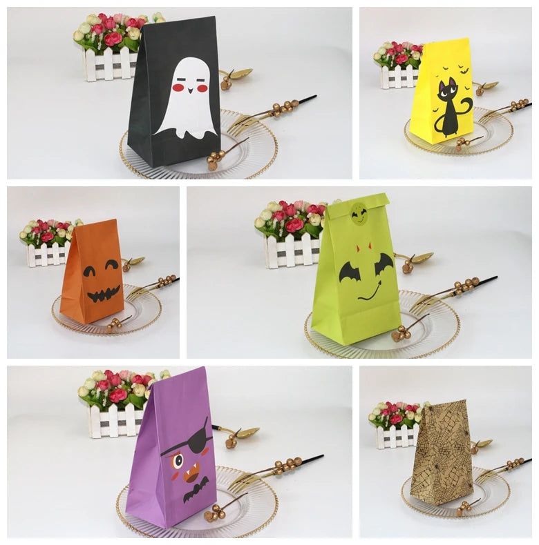 48Pcs/Lot Adorable gift box packing of One-off gift Paper bag For Holloween Festival design Party bags For cookie gift bags