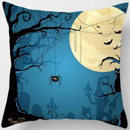 Hot Sale Happy Holloween  Pumpkin Cats Bat Pillow Cases Short Plush High Quality Square Thick Pillow Case Covers