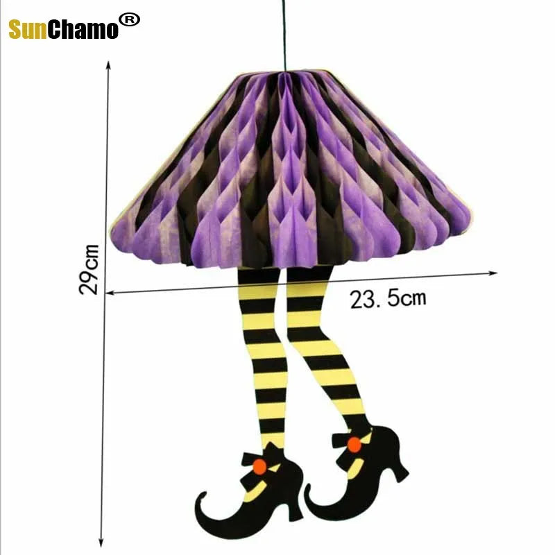 Halloween Decorative Rice Paper High Heels Parachute Pendant Haunted House Bar Scene Layout Props Holloween Decor