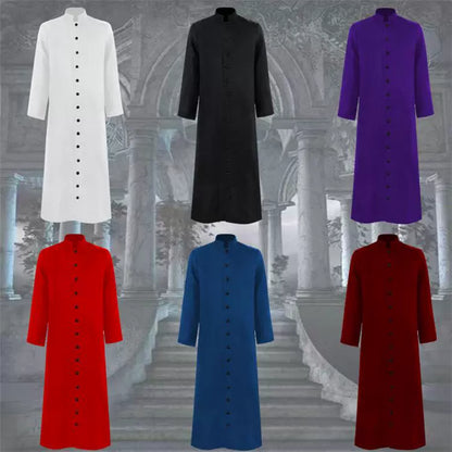 Halloween Cosplay Costume Medieval Friar Robe Wizard Costume Clerical Dress Church Priest Cos Costume