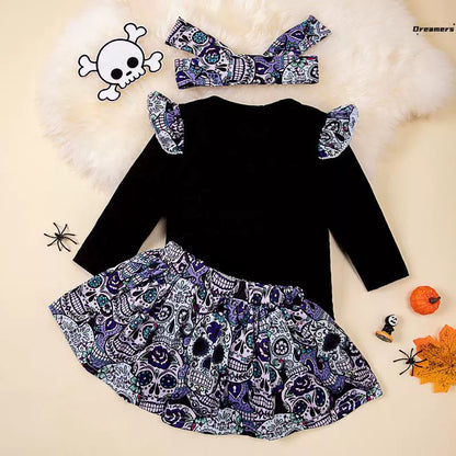 2024 New Arrival Baby Halloween Costume Long-Sleeve Jumpsuit Suit Girl Baby Cute Cartoon Skull Manufacturer