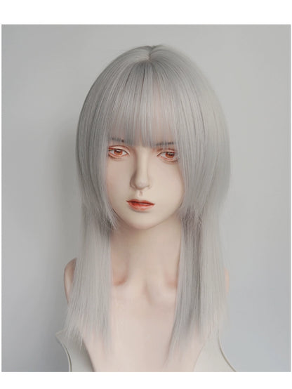 Silver White Jellyfish Head Wolf Tail Anchovy Secondary Wig